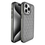 For iPhone 15 Pro Max Plaid Series 9D Electroplated Phone Case(Titanium Grey)