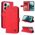 For Redmi Note 14 5G Skin Feel Life Tree Metal Button Leather Phone Case(Red)