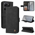 For Redmi Note 14 4G 164.84mm Skin Feel Life Tree Metal Button Leather Phone Case(Black)