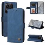 For Redmi Note 14 4G 164.84mm Skin Feel Life Tree Metal Button Leather Phone Case(Blue)