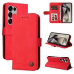 For Samsung Galaxy S25 Ultra 5G Skin Feel Life Tree Metal Button Leather Phone Case(Red)