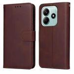 For Redmi Note 14 5G Classic Calf Texture Flip Leather Phone Case(Brown)