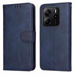 For Redmi Note 14 4G 164.84mm Classic Calf Texture Flip Leather Phone Case(Blue)