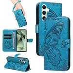 For Samsung Galaxy S24 FE 5G Swallowtail Butterfly Embossed Leather Phone Case(Blue)