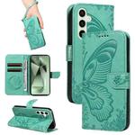 For Samsung Galaxy S24 FE 5G Swallowtail Butterfly Embossed Leather Phone Case(Green)