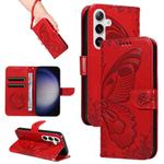 For Samsung Galaxy S25 / S24 5G Swallowtail Butterfly Embossed Leather Phone Case(Red)