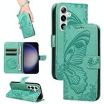 For Samsung Galaxy S25+ / S24+ 5G Swallowtail Butterfly Embossed Leather Phone Case(Green)