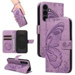 For Samsung Galaxy S25 FE 5G Swallowtail Butterfly Embossed Leather Phone Case(Purple)