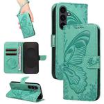 For Samsung Galaxy S25 FE 5G Swallowtail Butterfly Embossed Leather Phone Case(Green)