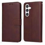For Samsung Galaxy S25 5G Classic Calf Texture Flip Leather Phone Case(Brown)
