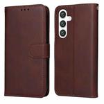 For Samsung Galaxy S25+ 5G Classic Calf Texture Flip Leather Phone Case(Brown)