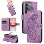 For Realme 14x 5G Swallowtail Butterfly Embossed Leather Phone Case(Purple)