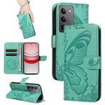 For Realme 14x 5G Swallowtail Butterfly Embossed Leather Phone Case(Green)