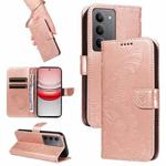 For Realme 14x 5G Swallowtail Butterfly Embossed Leather Phone Case(Rose Gold)