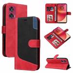 For Motorola Edge 50 Fusion Three Color Splicing Leather Phone Case(Red)