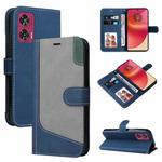 For Motorola Edge 50 Fusion Three Color Splicing Leather Phone Case(Blue)