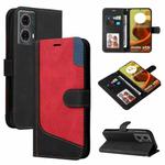 For Motorola Moto G85 Three Color Splicing Leather Phone Case(Black)