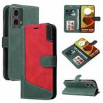 For Motorola Moto G85 Three Color Splicing Leather Phone Case(Green)