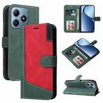 For Realme C63 / C61 Global Three Color Splicing Leather Phone Case(Green)