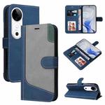 For vivo V40 5G Three Color Splicing Leather Phone Case(Blue)