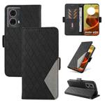 For Motorola Moto G85 Dual-color Rhombic Lattice Leather Phone Case(Black)