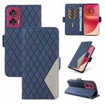 For Motorola Edge 50 Fusion Dual-color Rhombic Lattice Leather Phone Case(Blue)