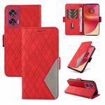 For Motorola Edge 50 Fusion Dual-color Rhombic Lattice Leather Phone Case(Red)