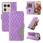 For Motorola Moto X50 Ultra Dual-color Rhombic Lattice Leather Phone Case(Purple)