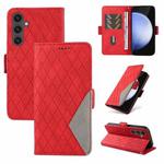 For Samsung Galaxy S24 FE 5G Dual-color Rhombic Lattice Leather Phone Case(Red)