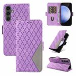 For Samsung Galaxy S24 FE 5G Dual-color Rhombic Lattice Leather Phone Case(Purple)