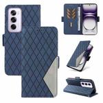 For OPPO Reno12 5G Global Dual-color Rhombic Lattice Leather Phone Case(Blue)