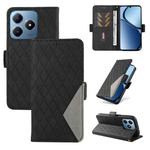 For Realme C63 / C61 Global Dual-color Rhombic Lattice Leather Phone Case(Black)