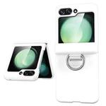 For Samsung Galaxy Z Flip5 5G TPU+PC Folding Center Shaft Phone Case with Ring(White)