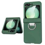 For Samsung Galaxy Z Flip4 5G TPU+PC Folding Center Shaft Phone Case with Ring(Dark Green)