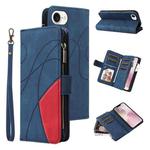 For iPhone SE 2024 Dual-color 9 Card Slots Zipper Wallet Leather Phone Case(Blue)