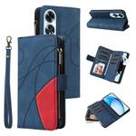 For OPPO A60 4G Dual-color 9 Card Slots Zipper Wallet Leather Phone Case(Blue)