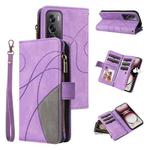 For OPPO Reno12 Pro Global Dual-color 9 Card Slots Zipper Wallet Leather Phone Case(Purple)