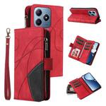 For Realme C63 / C61 / Note 60 Dual-color 9 Card Slots Zipper Wallet Leather Phone Case(Red)