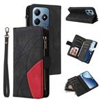 For Realme C63 / C61 / Note 60 Dual-color 9 Card Slots Zipper Wallet Leather Phone Case(Black)