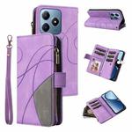 For Realme C63 / C61 / Note 60 Dual-color 9 Card Slots Zipper Wallet Leather Phone Case(Purple)