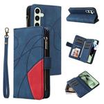 For Samsung Galaxy S24 FE 5G Dual-color 9 Card Slots Zipper Wallet Leather Phone Case(Blue)