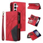 For Samsung Galaxy S25 / S24 5G Dual-color 9 Card Slots Zipper Wallet Leather Phone Case(Red)