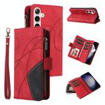 For Samsung Galaxy S25+ / S24+ 5G Dual-color 9 Card Slots Zipper Wallet Leather Phone Case(Red)
