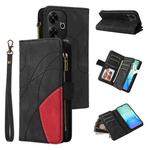 For Redmi 13 4G Global Dual-color 9 Card Slots Zipper Wallet Leather Phone Case(Black)
