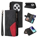 For Redmi 14C 4G Global Dual-color 9 Card Slots Zipper Wallet Leather Phone Case(Black)