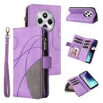 For Redmi 14C 4G Global Dual-color 9 Card Slots Zipper Wallet Leather Phone Case(Purple)