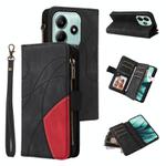 For Redmi Note 14 5G Dual-color 9 Card Slots Zipper Wallet Leather Phone Case(Black)