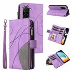 For Redmi  A5 4G 171.7mm / Poco C71 Dual-color 9 Card Slots Zipper Wallet Leather Phone Case(Purple)
