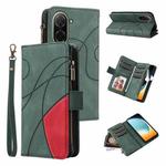 For Redmi  A5 4G 171.7mm / Poco C71 Dual-color 9 Card Slots Zipper Wallet Leather Phone Case(Green)
