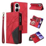 For Xiaomi Poco F7 Dual-color 9 Card Slots Zipper Wallet Leather Phone Case(Red)